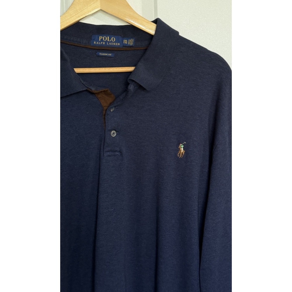Polo Ralph Lauren XXL Men's Navy Long Sleeve Polo Shirt Classic Fit Cotton $125